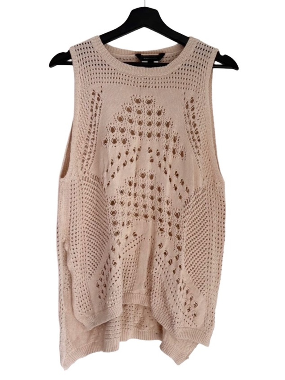 BCBGMaxAzria Crochet Openwork Tank Top Sleeveless Vest Cami Boho knit Cami